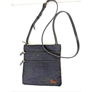 Dooney & Bourke Black Nylon Crossbody Bag – Brown Leather Trim, Pink Lining Duck